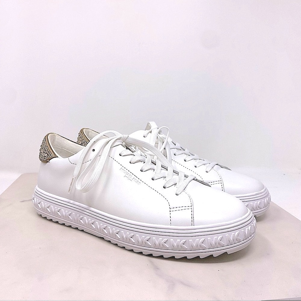 BRAND NEW! Michael Kors White and Gold Sneakers Contemporary Style - Picture 11 of 13